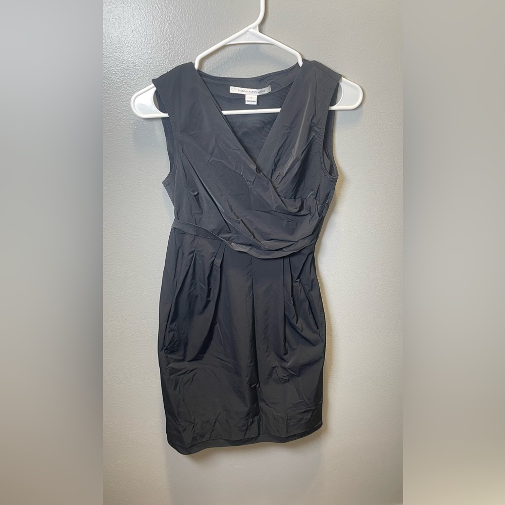 Diane Von Furstenberg Women's Black Needa Crisp Poplin Sleeveless Dress Size 0‎
